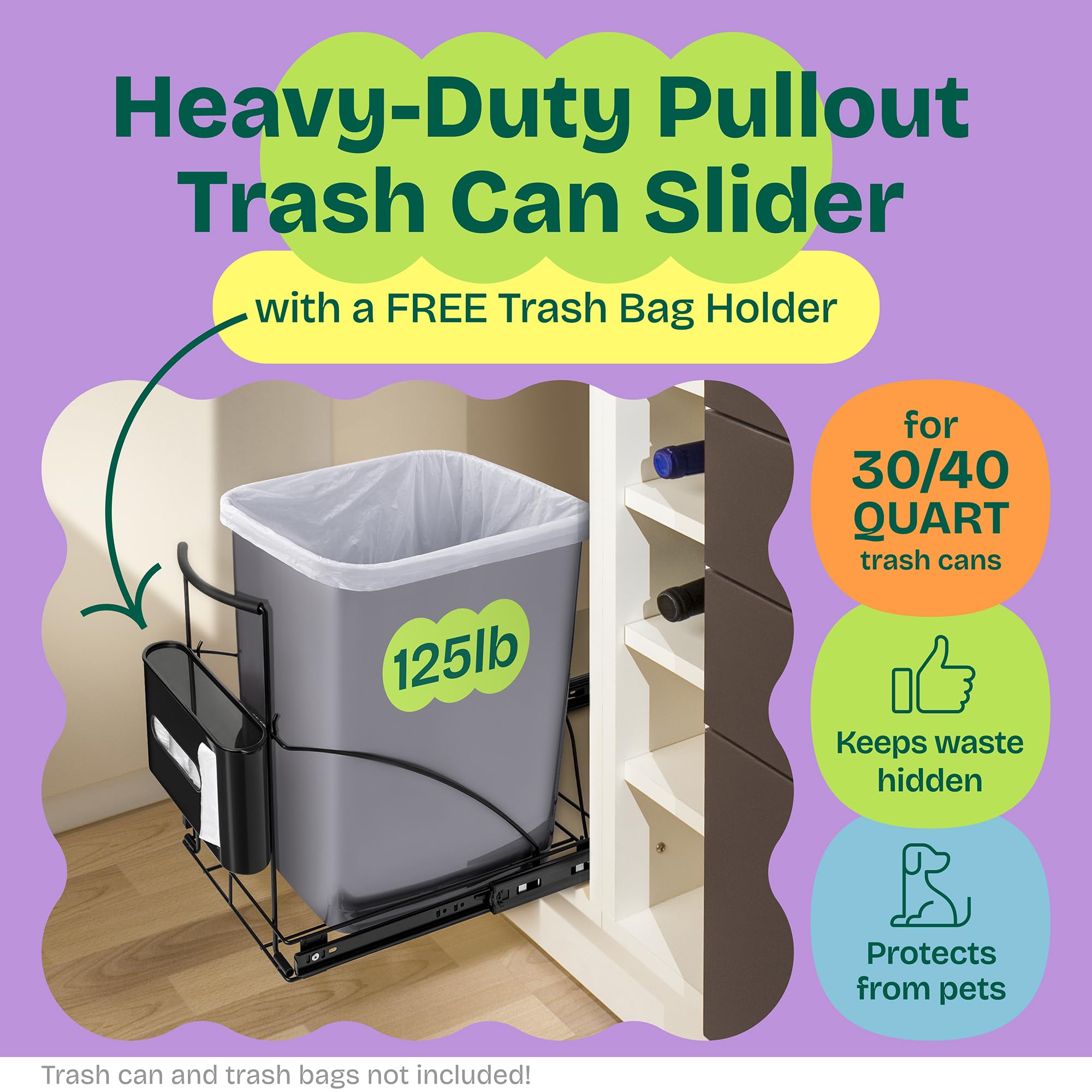 Spaces Tools Pull Out Trash Can Under Cabinet Shelf - Under Sink